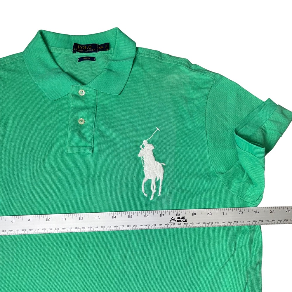 Polo Ralph Lauren Polo Shirt Mens XXL Green Slim Fit Big Pony Short Sleeve - Picture 6 of 6
